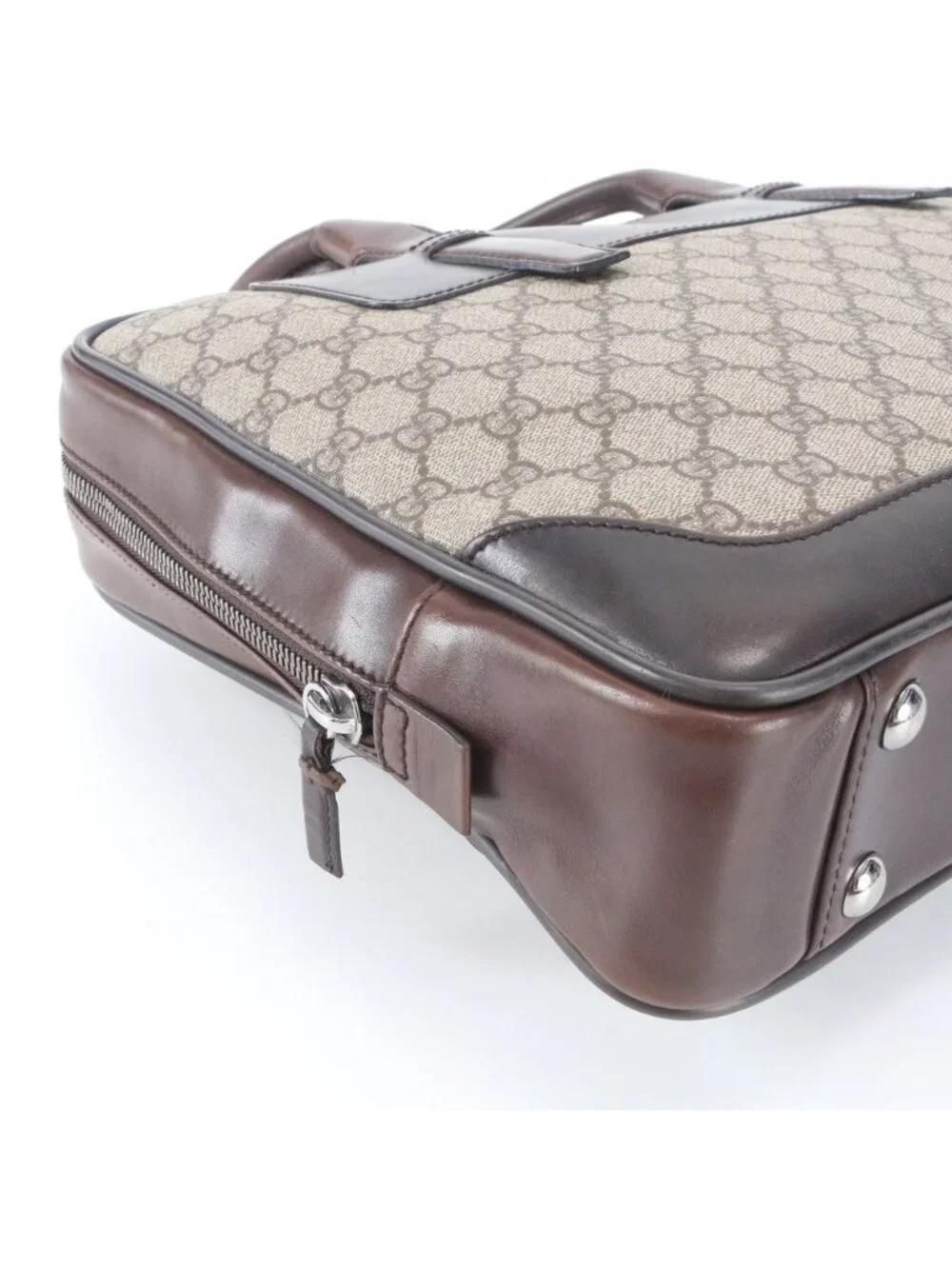 Gucci GG Supreme Leather Business Document Briefcase Brown
